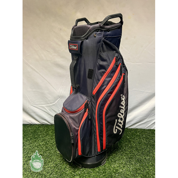 Used Titleist Golf Club Cart/Carry Bag 14-Way Divided 12 Pockets Black & Red