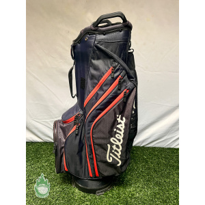 Used Titleist Golf Club Cart/Carry Bag 14-Way Divided 12 Pockets Black & Red