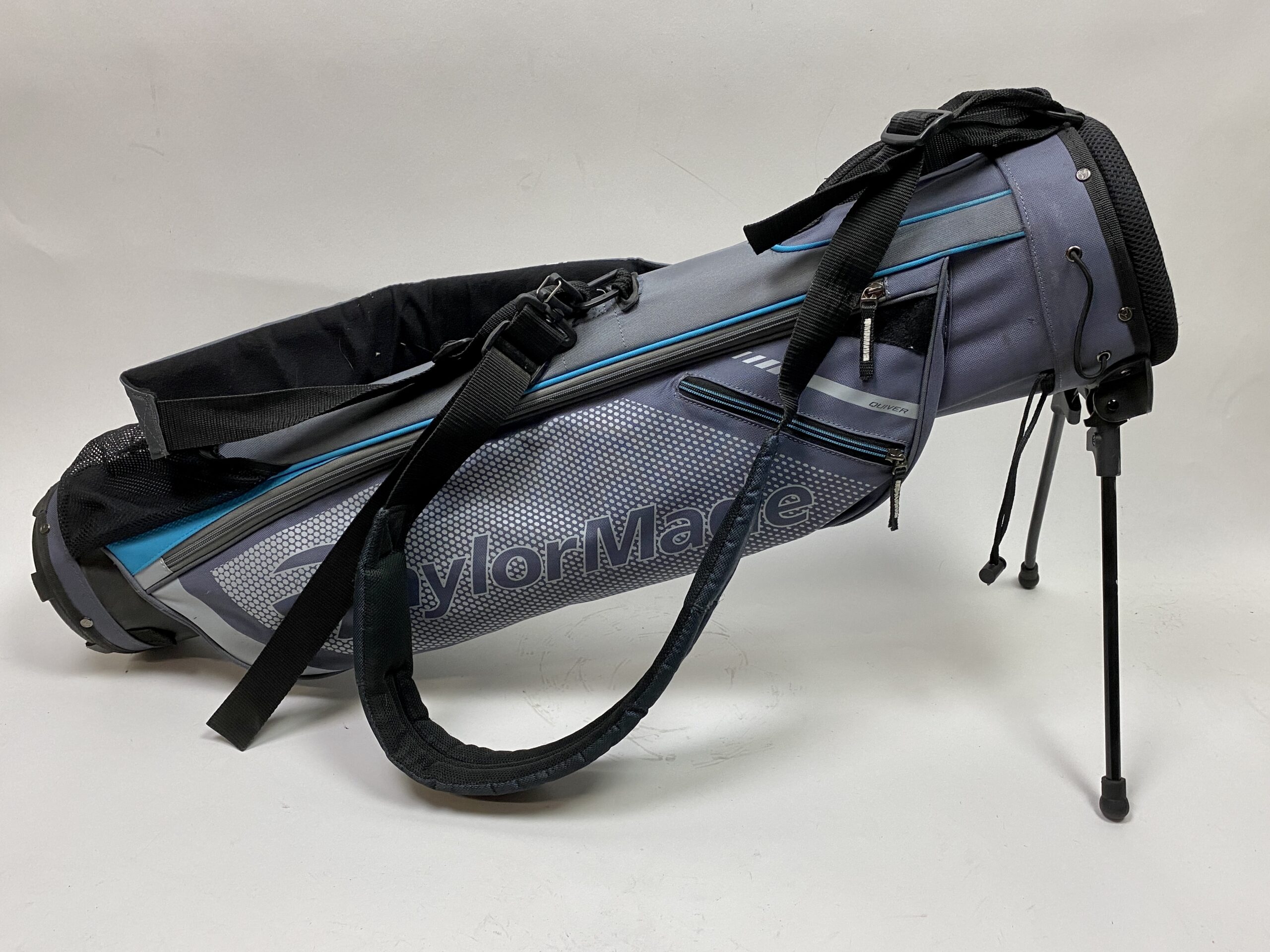 TaylorMade Quiver Cart Carry Stand Golf Bag -Gray/Black/Turquoise