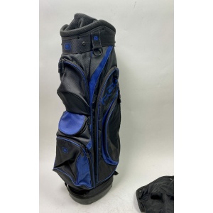 Used OGIO 8-Way Golf Bag Cart/Carry Black/Blue Rainhood and Strap Included