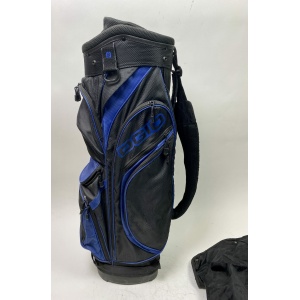 Used OGIO 8-Way Golf Bag Cart/Carry Black/Blue Rainhood and Strap Included