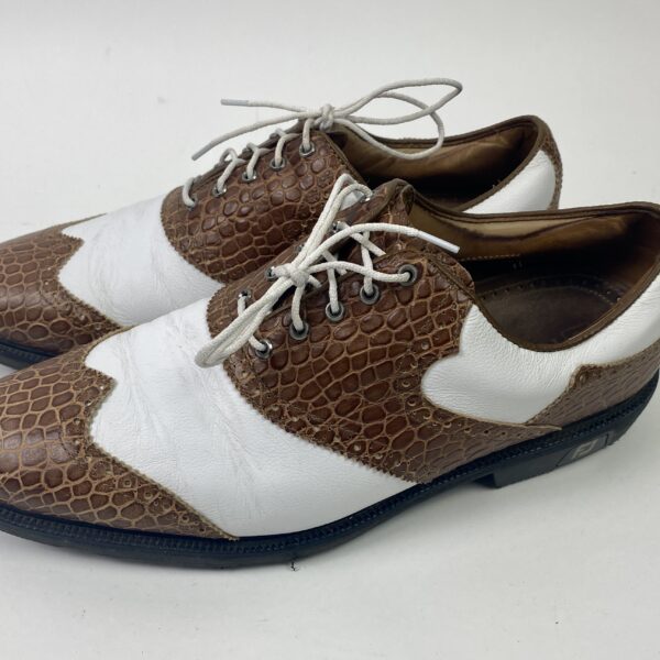Used FootJoy ICON Mens 11 Croc and Leather Golf Shoes Wing Tip