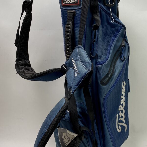 Used Titleist Golf Cart/Carry Stand Bag 3-Way Divided Blue Dual Straps & Handle