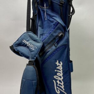 Used Titleist Golf Cart/Carry Stand Bag 3-Way Divided Blue Dual Straps & Handle