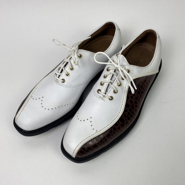 Used FootJoy ICON Mens 9.5 M Leather Golf Shoes Wing Tip White