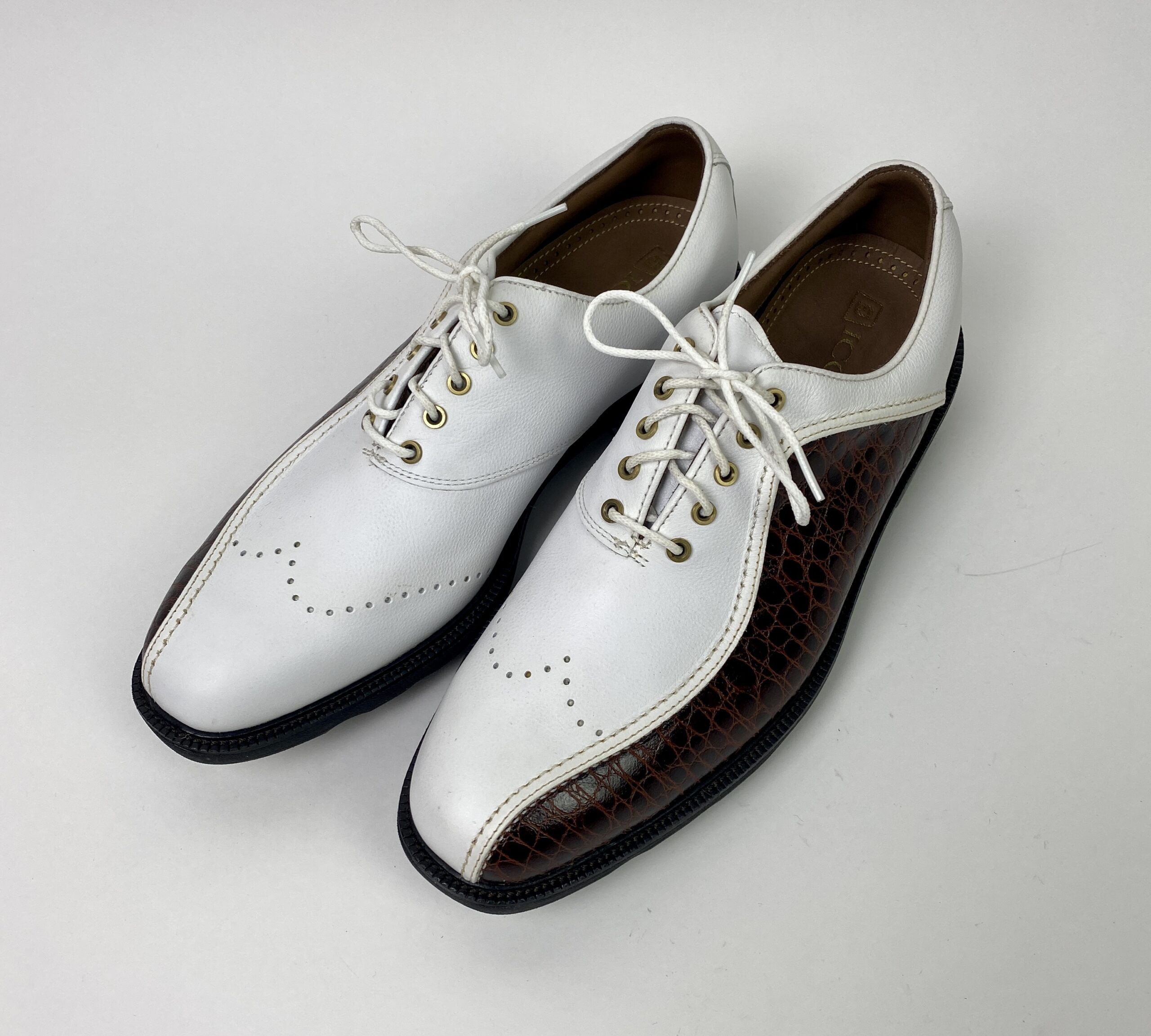 FOOTJOY FJ ICON ゴルフシューズ ホワイト/ブラウン Used FootJoy ICON Mens 9.5 M Leather Golf Shoes Wing Tip White