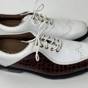 FOOTJOY FJ ICON ゴルフシューズ ホワイト/ブラウン Used FootJoy ICON Mens 9.5 M Leather Golf Shoes Wing Tip White