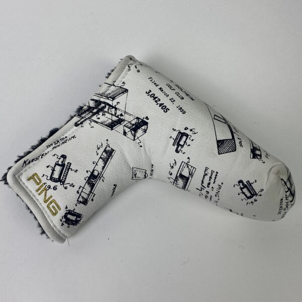 Ping Patent Drawing Karsten Solheim Blade Putter Head Cover Headcover- Magnetic Closure