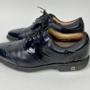 Used FootJoy ICON Mens Size US 11  Golf Shoes Black Patent Leather Wing Tip Custom PR