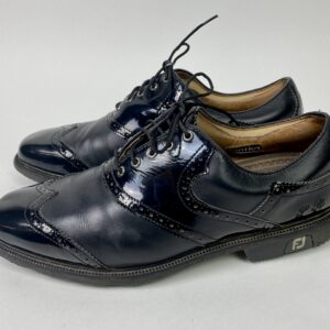 Used FootJoy ICON Mens Size US 11  Golf Shoes Black Patent Leather Wing Tip Custom PR