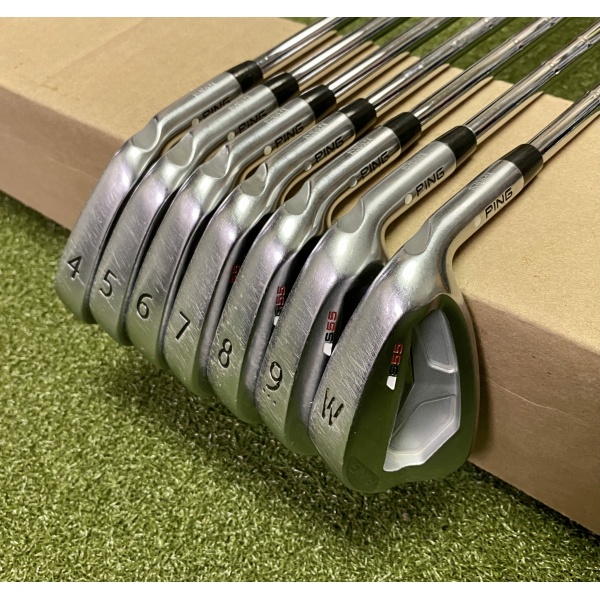 Used Right Handed Ping White Dot S55 Irons 4-PW CFS X-Stiff Steel Golf Club Set