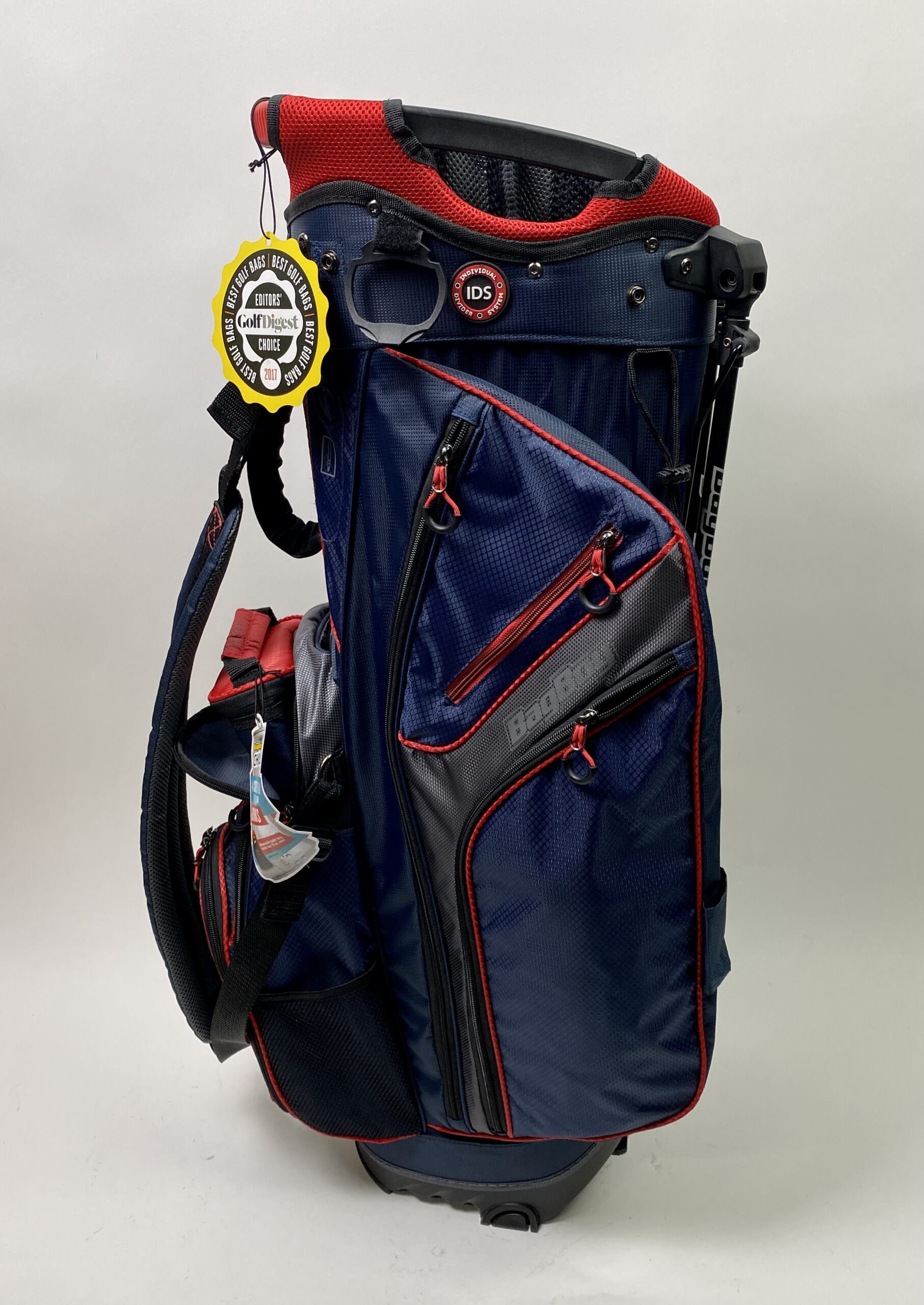 New Bag Boy Golf Chiller Hybrid 14Way Stand Bag Cart/Carry Red/Blue