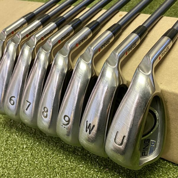 Used RH Ping Red Dot G Irons 4-PW/UW CFS 65g Senior Flex Graphite Golf Club Set