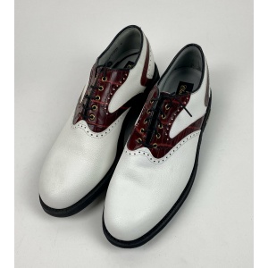 New FootJoy Classics Tour Mens 11 1/2 D Red Croc and White Leather Golf Shoes