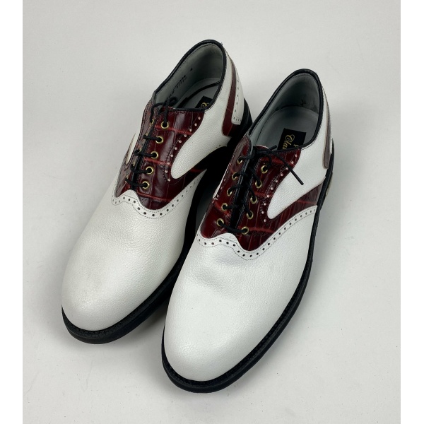 New FootJoy Classics Tour Mens 11 1/2 D Red Croc and White  display picture 3