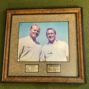 Signed Arnold Palmer and Jack Nicklaus Autographed & Framed Vintage Photo Golf