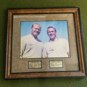 Signed Arnold Palmer and Jack Nicklaus Autographed & Framed Vintage Photo Golf