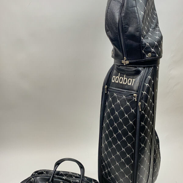 Used Rare Black Adabat Golf Cart/Carry Bag w/ Rainhood & Duffel Bag from Japan
