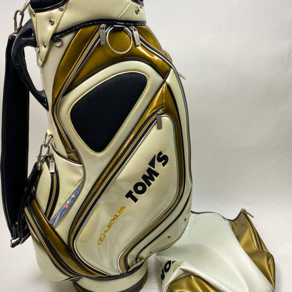 Used Lexus Logo Tom's Golf Staff Bag Tan 6 Dividers with Rainhood