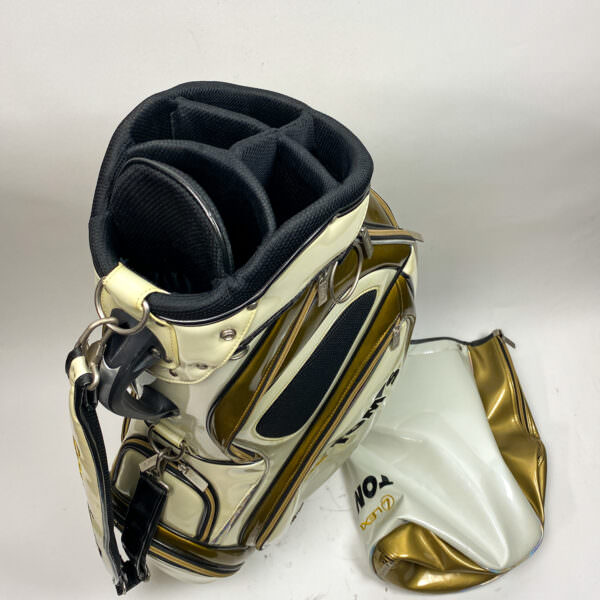 Used Lexus Logo Tom's Golf Staff Bag Tan 6 Dividers with Rainhood