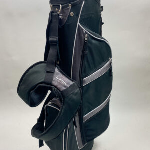 Used Ti Tech Stand Golf Bag 6 Dividers Gray/Black With Strap & Rainhood
