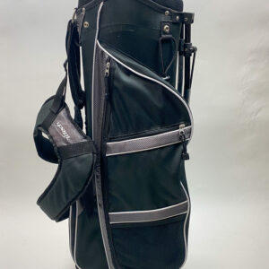 Used Ti Tech Stand Golf Bag 6 Dividers Gray/Black With Strap & Rainhood