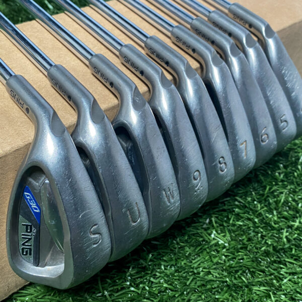 Used LH Ping Black Dot G30 Irons 4-PW/UW/SW CFS Stiff Flex Steel Golf Club Set