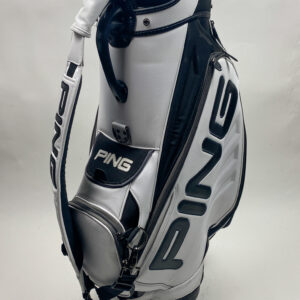 Ping Golf Staff Bag 6-Way Divided White Strap & Rainhood Embroidered Bill Lunde