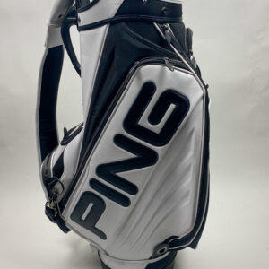 Ping Golf Staff Bag 6-Way Divided White Strap & Rainhood Embroidered Bill Lunde