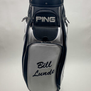 Ping Golf Staff Bag 6-Way Divided White Strap & Rainhood Embroidered Bill Lunde