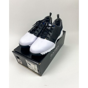 New FootJoy Contour Fit Tour White/Black Leather Mens 9 M Golf Shoes 54097