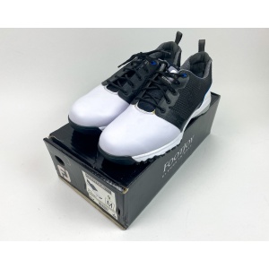 New FootJoy Contour Fit Tour White/Black Leather Mens 9 M Golf Shoes 54097
