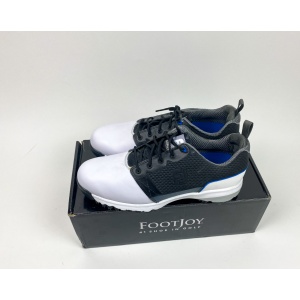 New FootJoy Contour Fit Tour White/Black Leather Mens 9 M Golf Shoes 54097