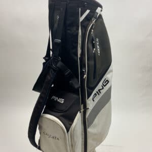 Ping Hoofer Golf Cart/Carry Stand Bag 5-Way Divided White W/ Straps & Rainhood