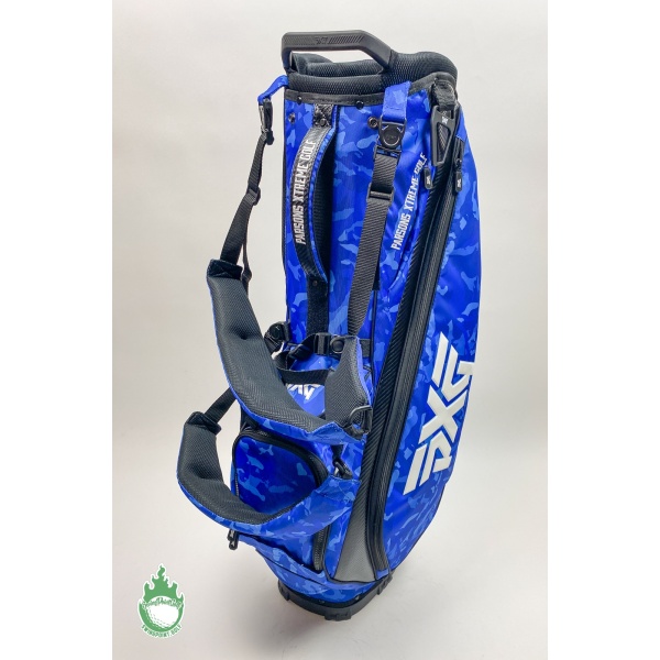 Used PXG Paratrooper Blue Carry Stand Bag Camo BackPack Straps & Rainhood