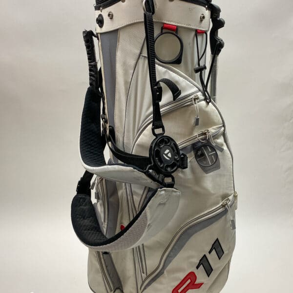 Used TaylorMade R11 Cart Carry Stand Golf Bag 5-way White/Gray Ships Free