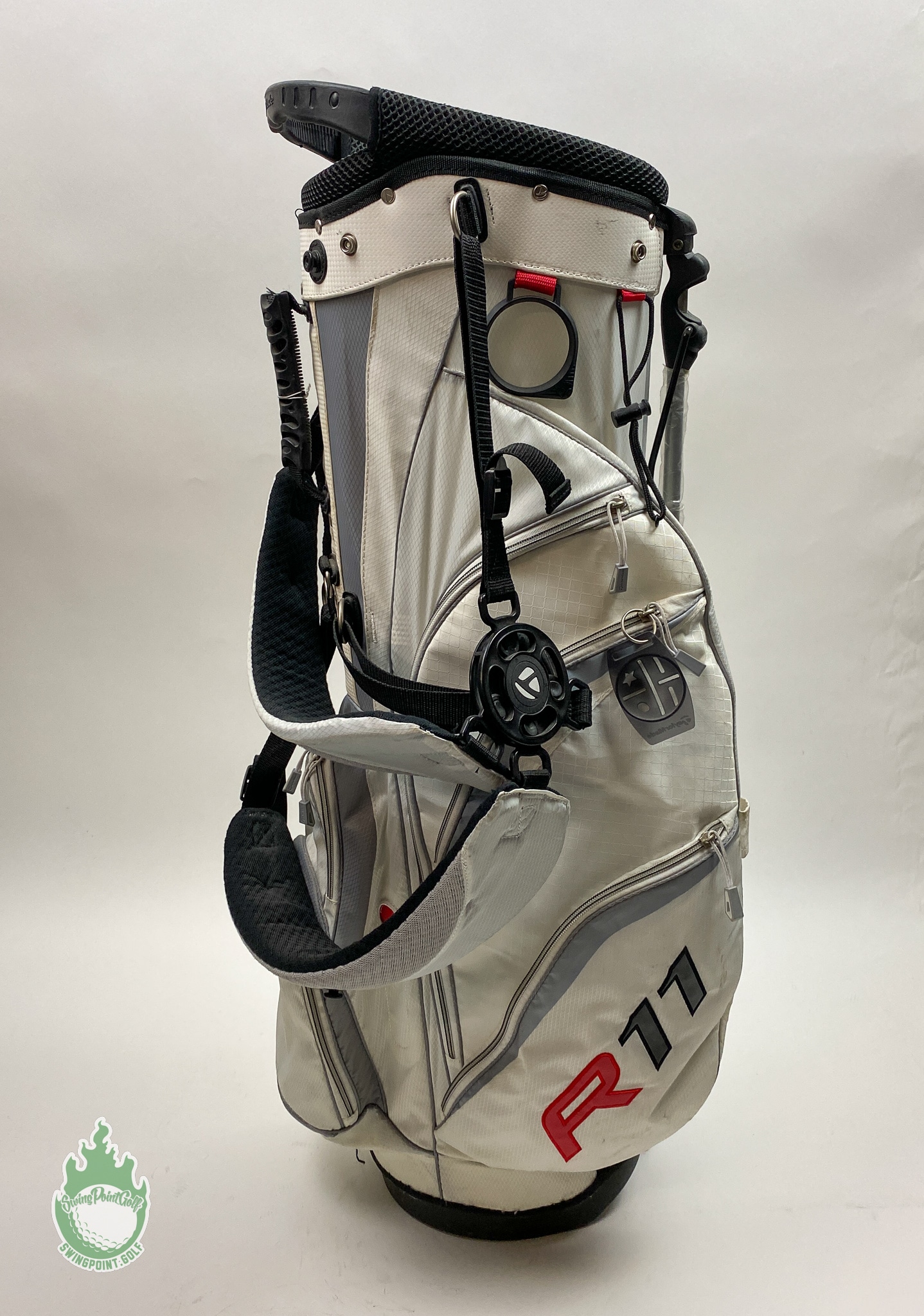 Used TaylorMade R11 Cart Carry Stand Golf Bag 5-way White/Gray