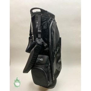 Ping Hoofer Golf Cart/Carry Stand Bag 5-Way Divided Black Dual Straps/Rainhood