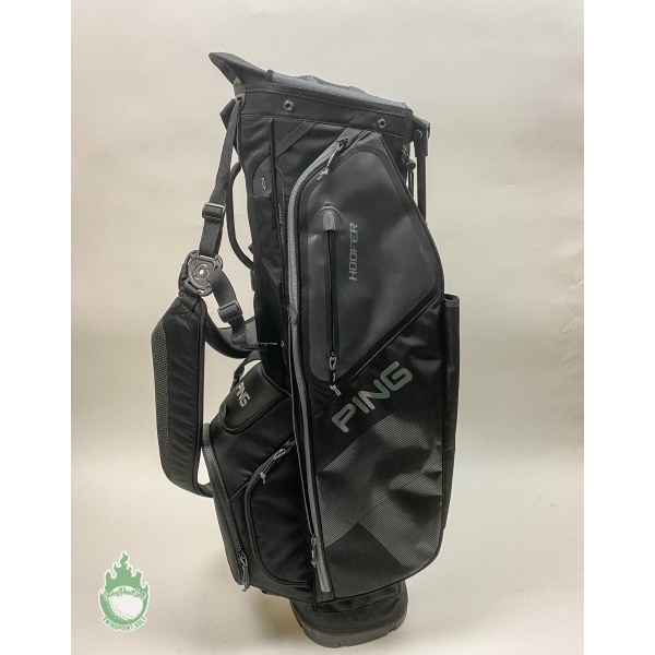 Ping Hoofer Golf Cart/Carry Stand Bag 5-Way Divided Black Dual Straps/Rainhood