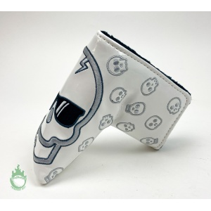 Used Swag Golf White & Silver Skull Blade Cover Putter Headcover Magnet Closure