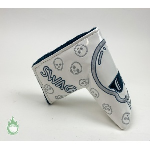 Used Swag Golf White & Silver Skull Blade Cover Putter Headcover Magnet Closure