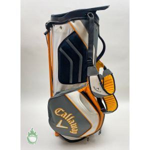 Used Callaway Mavrik Mini Stand Golf Cart Carry Bag 5-Way White/Orange/Charcoal