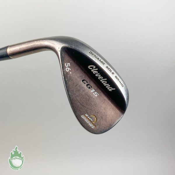 Used LEFT HAND Cleveland CG15 DSG Chrome Wedge 56* Wedge Flex Steel Golf Club
