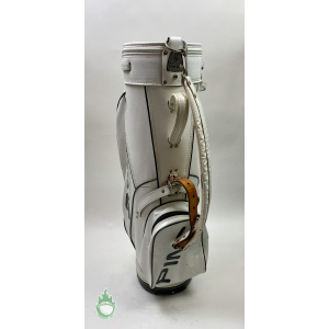 Used Vintage Ping Golf Cart/Carry Bag 6-Way Divided White W/ Handle & Strap