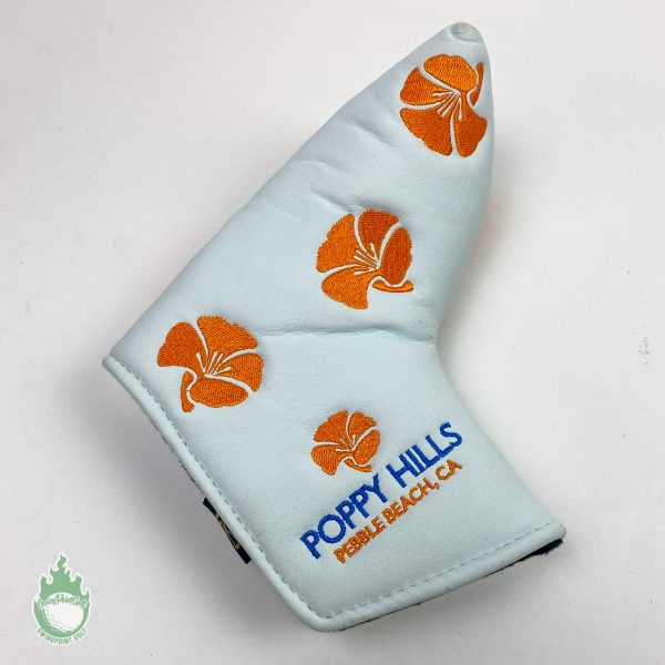 NWOT Pebble Beach Golf Poppy Hills White Magnetic Blade Putter Headcover
