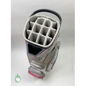 Used Sun Mountain Cart/Carry White & Pink Golf Bag 14-Way Dividers Ships Free