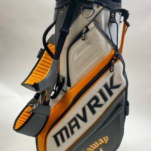 Used Callaway Mavrik Stand Golf Cart Carry Bag 5-Way White/Orange Embroidered