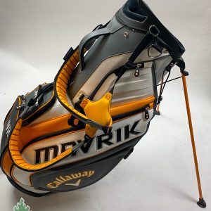 Used Callaway Mavrik Stand Golf Cart Carry Bag 5-Way White/Orange Embroidered