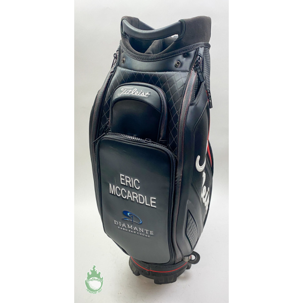 Used Titleist Staff Golf Bag Black/Red/White Diamante & Name Embroidered
