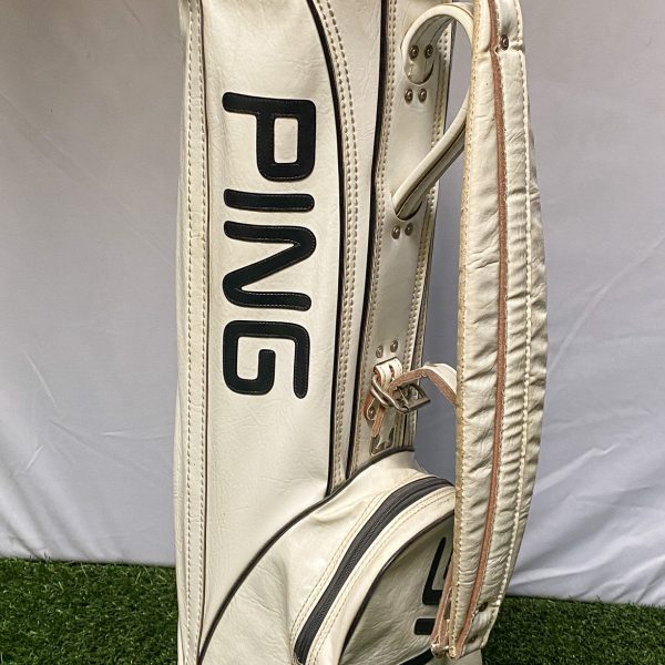 Used Vintage Ping Golf Cart/Carry Bag 4-Way Divided White One Pocket